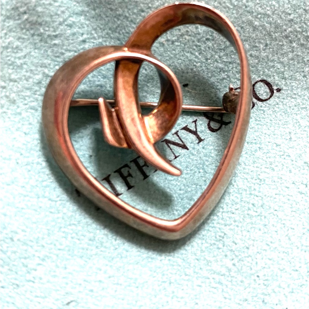 Tiffany & Co. Rose Sterling Silver Heart Brooch Paloma Picasso